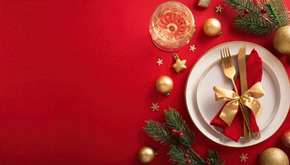 christmas decoration on red background