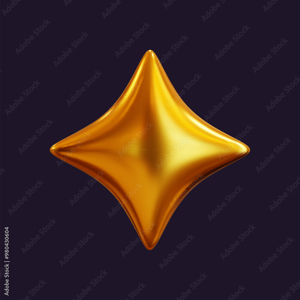 Canvas Prints 3d holographic star with a reflective sheen. golden metallic design element with a retro futuristic 