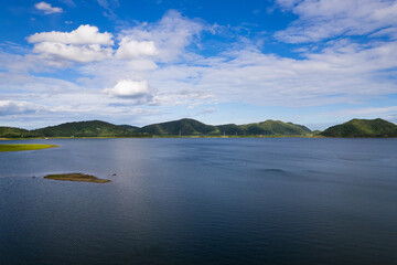 Beautiful aerial view mountain landscapes in Prachuap Khiri Khan province. Mountain lake in Thailand.
