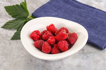 Ripe sweet and juicy organic raspberry