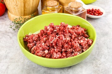 Raw beef minced meat for cooking