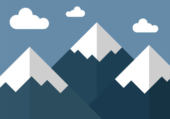 Vector graphic snow mountain clouds and sky