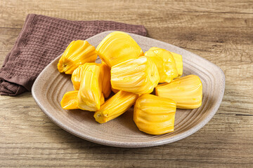 Raw ripe yellow jackfruit segment