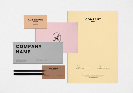 Stationery Flatlay Corporate Identity  Mockup
