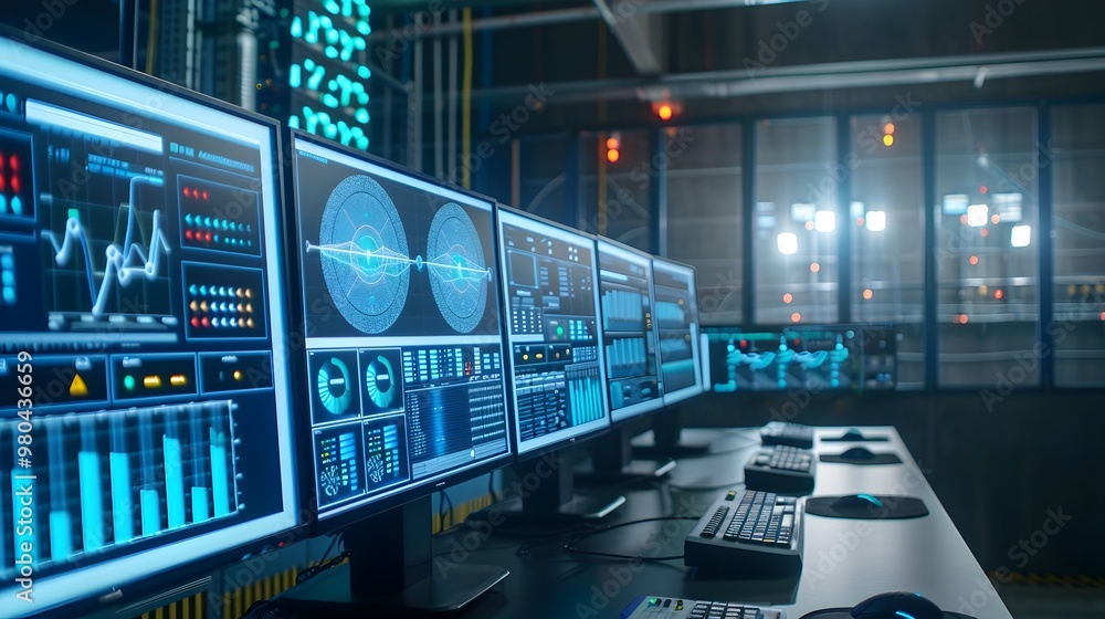 Poster smart grid control center monitoring renewable energy sources distribution and optimization