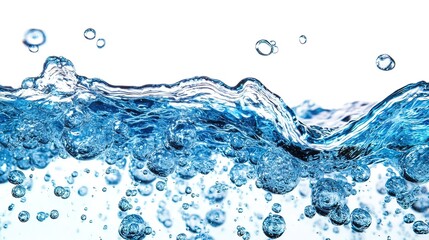 Water Waves and Bubbles on a White Background