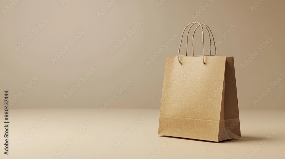 Poster isolated paper shopping bag on a neutral background, with crisp edges and soft lighting creating sub