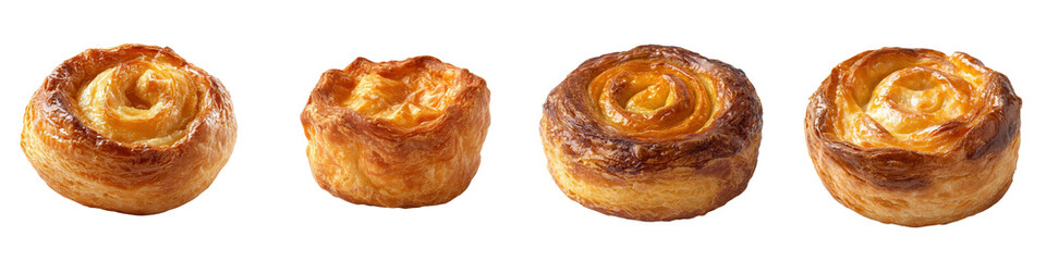Obraz premium Freshly baked spiral pastries with a golden flaky crust and a rich buttery interior the ultimate indulgent treat for breakfast brunch or any time of day