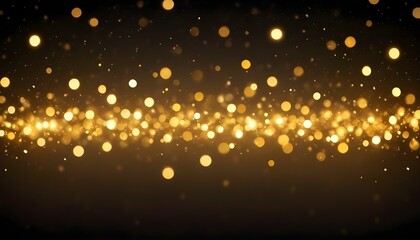 Glittering golden bokeh lights on a dark background, create a festive and magical atmosphere.