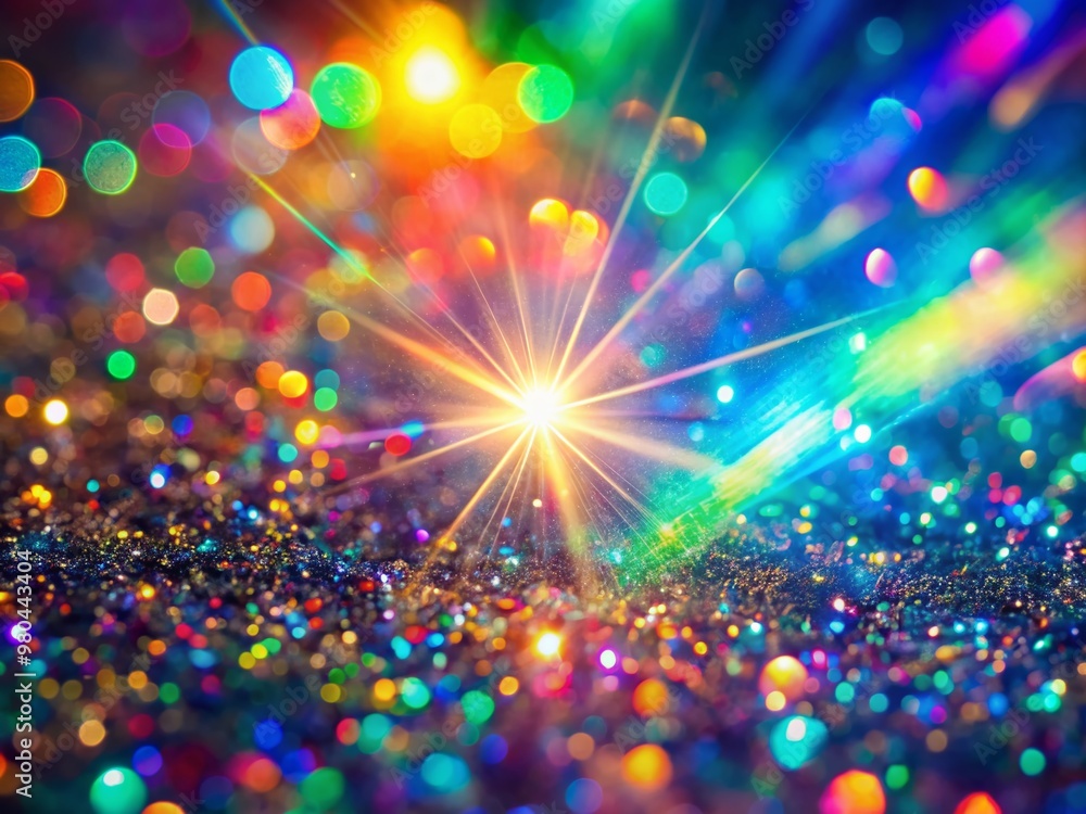 Poster vibrant abstract background featuring a mesmerizing holographic rainbow flare with blurred rainbow l