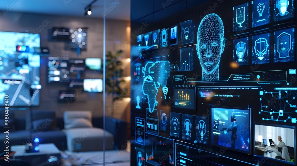 Poster advanced smart home security system with facial recognition and ai driven control center