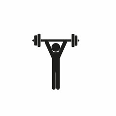 the icon of the figure of a man with a barbell, isolated on a white background, flat  illustration, healthy lifestyle, sports
