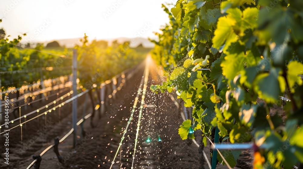 Poster automated vineyard irrigation system optimizing water usage with and soil sensors
