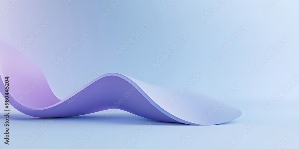 Poster 3d render, abstract background with a purple curved shape on a blue gradient background. modern,