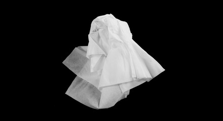 White tissues on black background