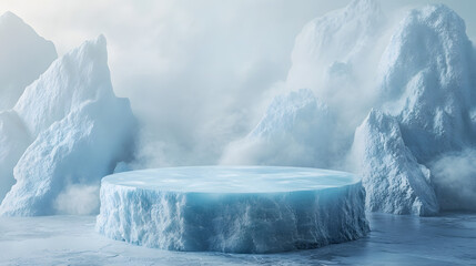glacier ice podium for mockup display or advertising of products