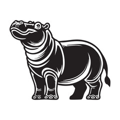 Fototapeta premium Hippopotamus Silhouette design, Hippopotamus vector illustration in black and white