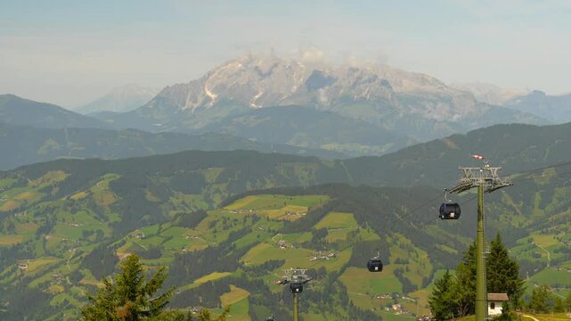 Gondola in front of the Alps View from Flachau Austria
