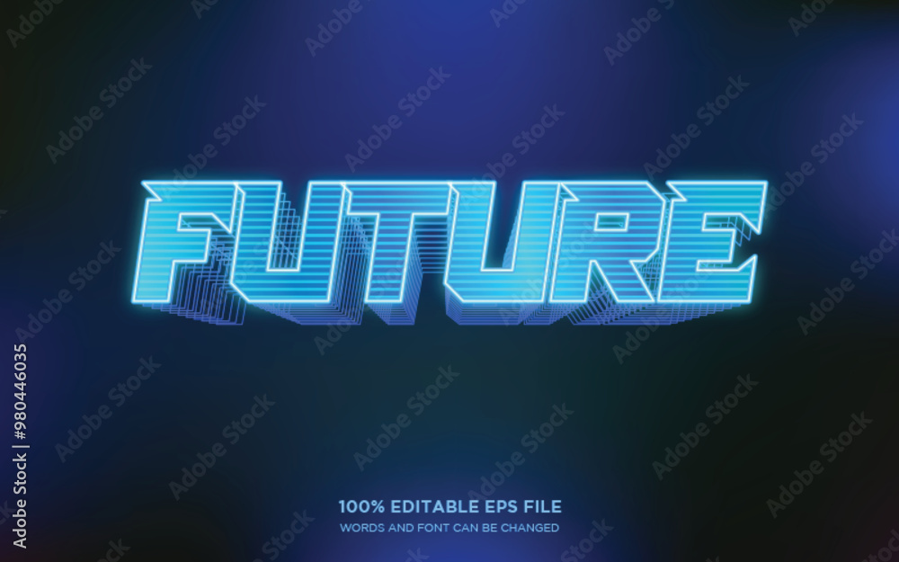 Poster future 3d editable text style effect