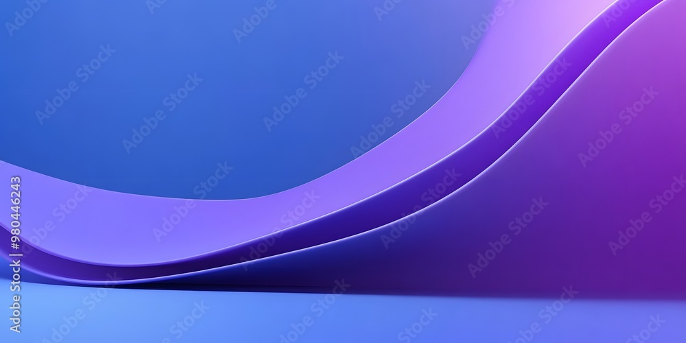 Poster 3d render, abstract background with a purple curved shape on a blue gradient background. modern,