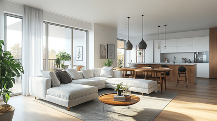 Fototapeta premium modern living room with sofa Minimalist living room with blue wall texture background.