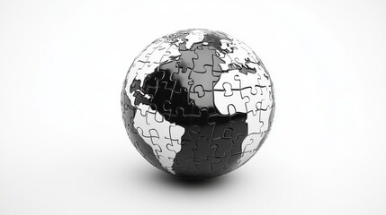 Black and white Puzzle earth planet on white background,Globe or sphere from puzzles on white background,Save The Earth illustration set,environment,Vector drawing,Hand drawn style.