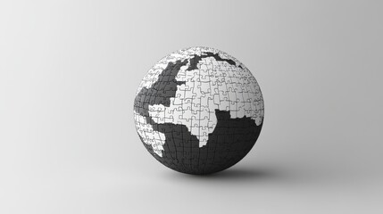 Black and white Puzzle earth planet on white background,Globe or sphere from puzzles on white background,Save The Earth illustration set,environment,Vector drawing,Hand drawn style.