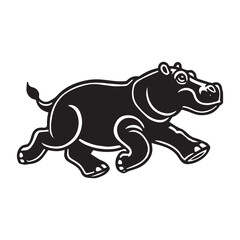 Fototapeta premium Hippopotamus Silhouette design, Hippopotamus vector illustration in black and white