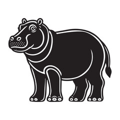 Obraz premium Hippopotamus Silhouette design, Hippopotamus vector illustration in black and white