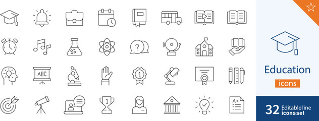 Education Line Editable Icons set. Vector illustration in modern thin line style of school icons