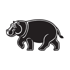 Fototapeta premium Hippopotamus Silhouette design, Hippopotamus vector illustration in black and white