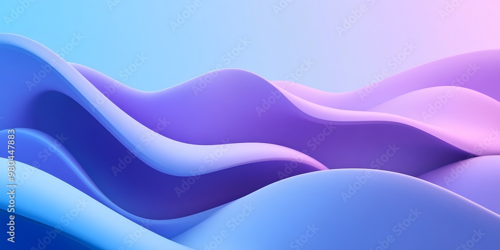 Aufkleber 3d render, abstract background with a purple curved shape on a blue gradient background.