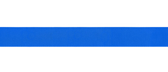 Blue ribbon banner with a classic decorative style. Photographed in a horizontal straight line on a...