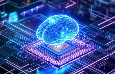 Conceptual art featuring a blue brain symbolizing advanced intelligence.