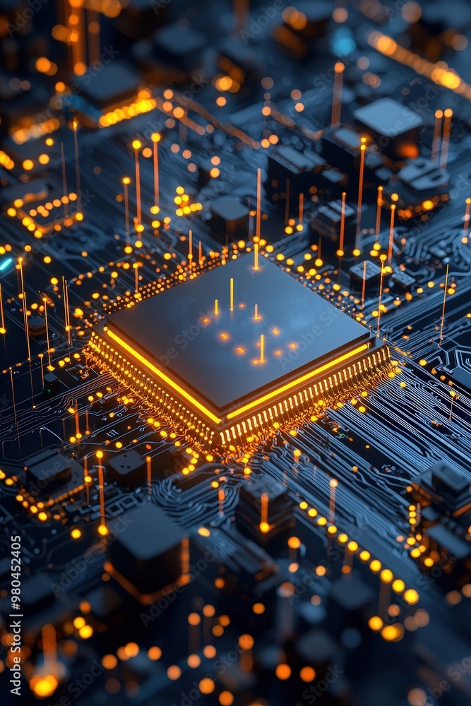Poster quantum computer processing vast amounts of data in real-time