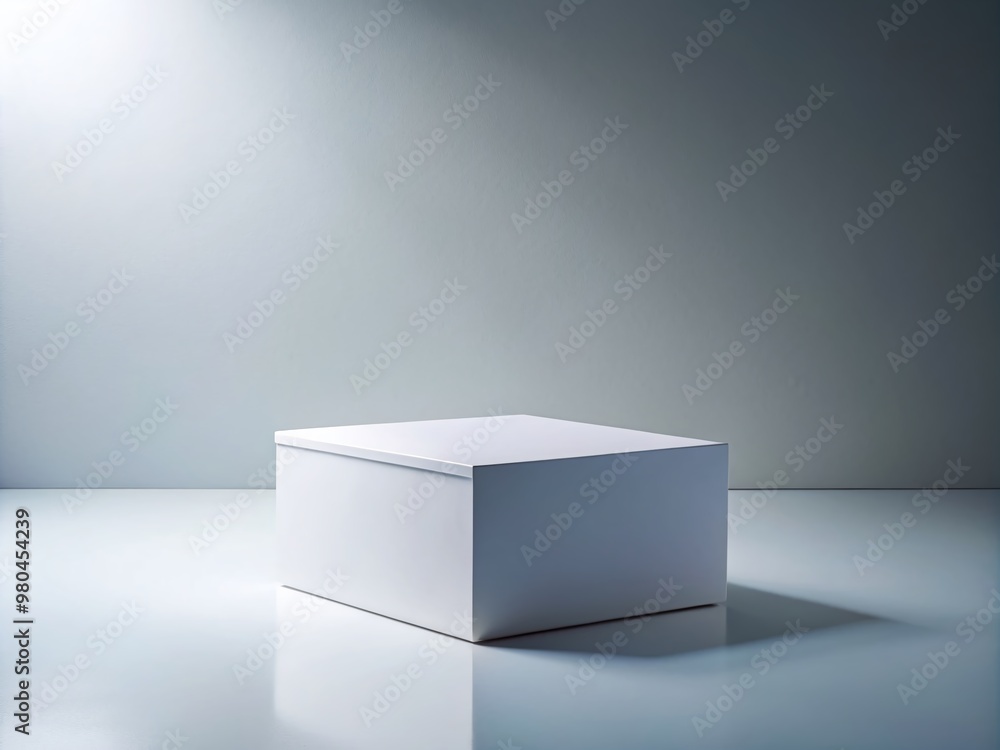 Aufkleber empty modern white box on a clean table with a subtle gradient background, ideal for showcasing bran
