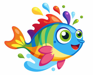 Rainbow kribensis Fish. Cute Rainbow kribensis in water splash on white background 