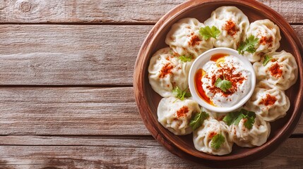 A Manti. The most popular Turkish dishes.  Small dumplings filled with minced meat, served with yogurt, garlic, and a sauce made from melted butter and paprika.