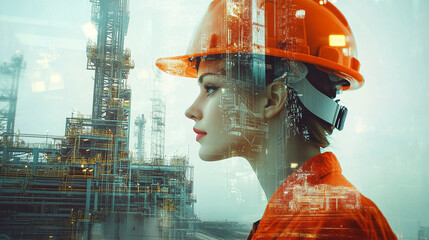 Double exposure Engineer hardhat ensures the use of machine learning for enhanced customs clearance processes.