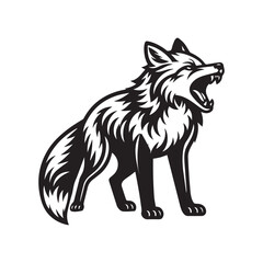Obraz premium Fox vector illustration in black and white - Fox Silhouette Design 