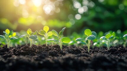 Vibrant Seedlings in a Serene Garden: Perfect Poster for Inspiring Spaces and Nature-Inspired Interiors