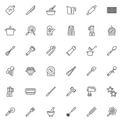 Kitchen utensils line icons set