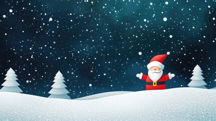 Naklejka premium Cheerful Santa Claus in a snowy landscape celebrating the winter holiday season