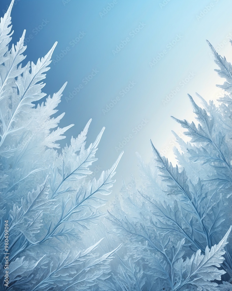 Poster Icy frost with gradient from pale blue to white