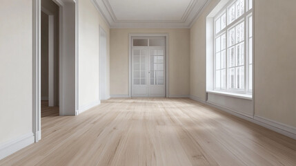 Obraz premium daylight interior room empty sop space cosy and comfort interior decoration for creativity ideas home, 3d rendering of modern empty room.