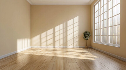 Fototapeta premium A photograph of a white room with empty space, not filled with furniture, Empty room with book shelfs 3D rendering.