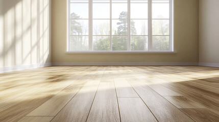 empty interior room ,gray wall with wood shelf and Engineered wood flooring, Empty Room with White Walls and Beige Carpet.