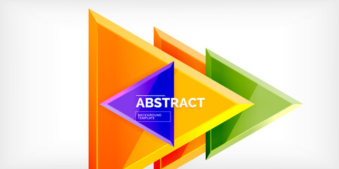 Abstract background - colorful triangles with 3d effect. Vector Illustration For Wallpaper, Banner, Background, Card, Book Illustration, landing page