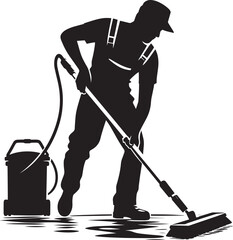 House cleaning person silhouette vector illustration isolated on a white background