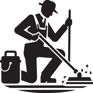 recommend clip art: House cleaning person silhouette vector illustration isolated on a white background